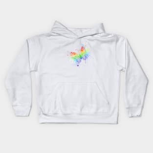 Watercolor rainbow butterfly with spray Kids Hoodie